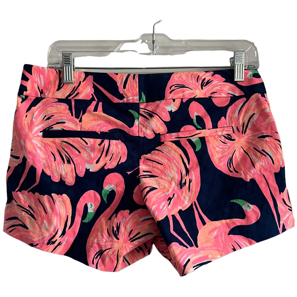 Lilly Pulitzer Gimme Some Legs Flamingo Ellie Shorts Resort Navy 2 Women’s EUC. - Picture 3 of 7